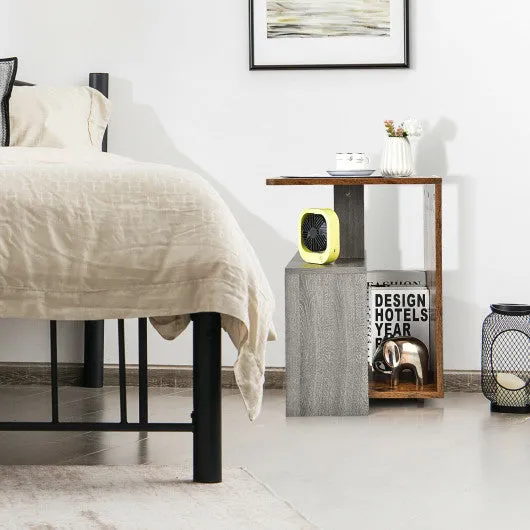 3-Tier End Table with Open Storage Shelf for Living Room Bedroom-Brown