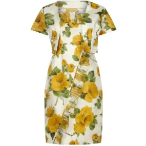 ARCHIVE - 1950s French Couture Silk Organza Floral Print Dress and Jacket Suit