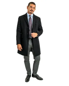 Black Wool Blend Overcoat