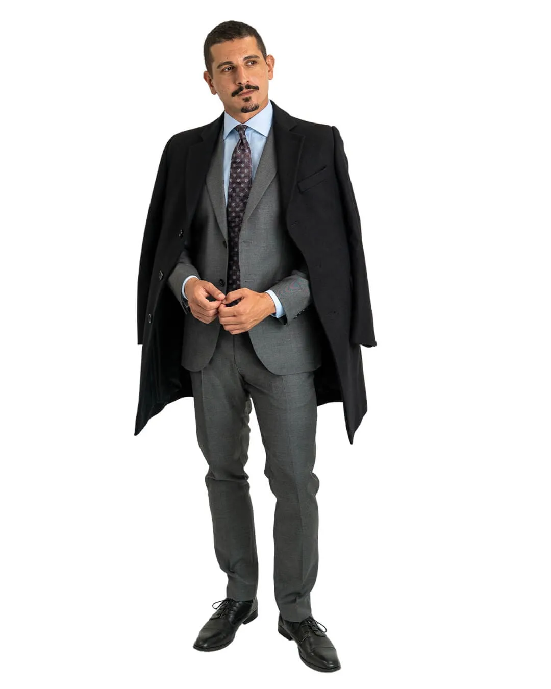 Black Wool Blend Overcoat