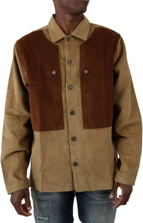 Huf Vintage Color-Blocked Corduroy Overshirt - Khaki