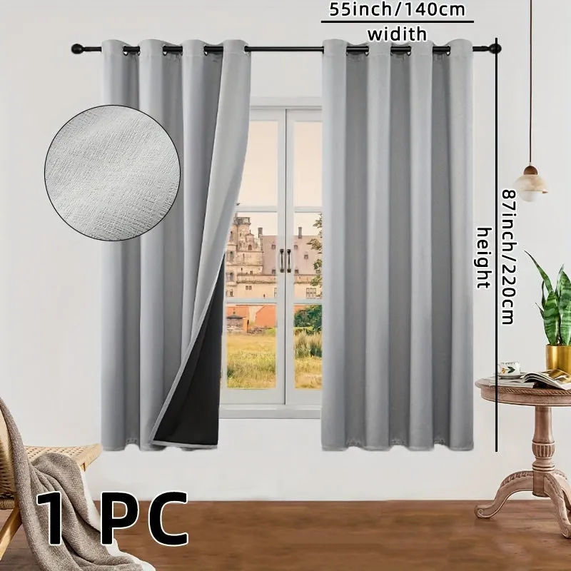 kkboxly 1pc Luxurious Solid Color Thermal Insulated Curtain Panel - Room Darkening, Light Reducing, Energy Saving for Study, Bedroom, Kitchen, Living Room Home Decor