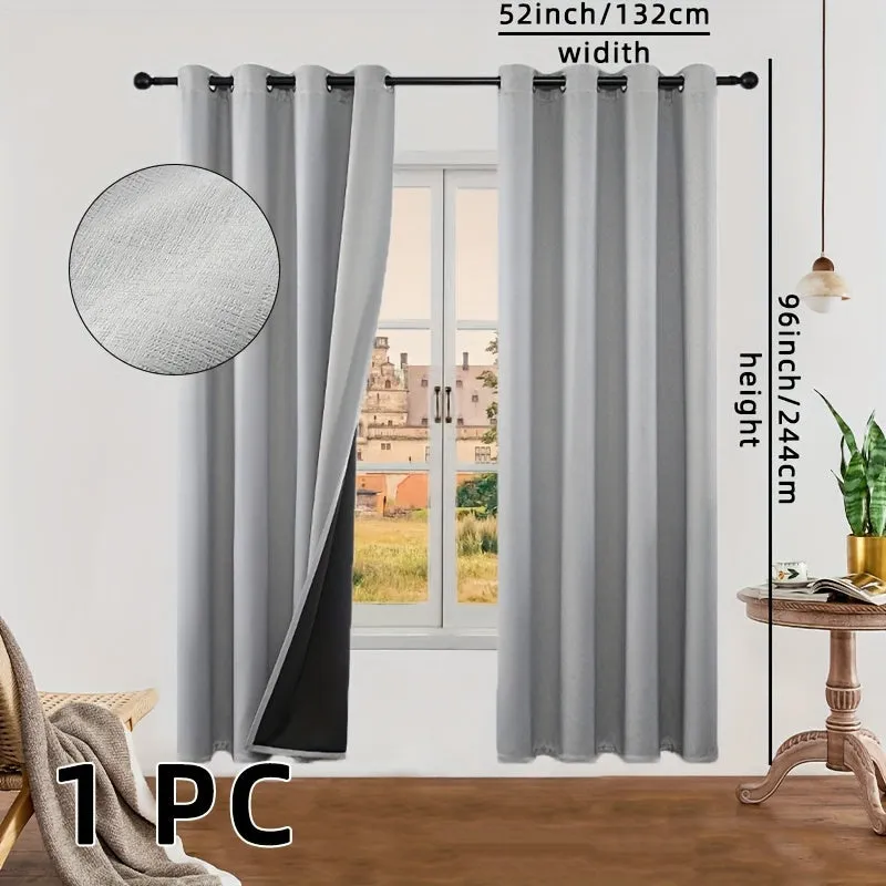 kkboxly 1pc Luxurious Solid Color Thermal Insulated Curtain Panel - Room Darkening, Light Reducing, Energy Saving for Study, Bedroom, Kitchen, Living Room Home Decor