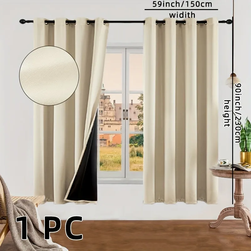 kkboxly 1pc Luxurious Solid Color Thermal Insulated Curtain Panel - Room Darkening, Light Reducing, Energy Saving for Study, Bedroom, Kitchen, Living Room Home Decor