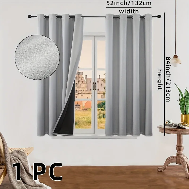 kkboxly 1pc Luxurious Solid Color Thermal Insulated Curtain Panel - Room Darkening, Light Reducing, Energy Saving for Study, Bedroom, Kitchen, Living Room Home Decor