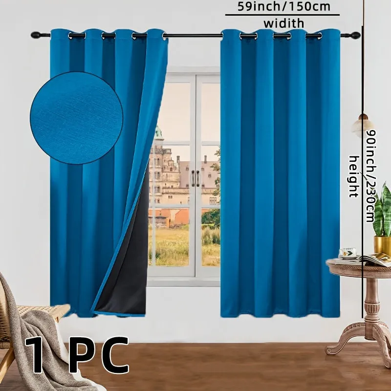 kkboxly 1pc Luxurious Solid Color Thermal Insulated Curtain Panel - Room Darkening, Light Reducing, Energy Saving for Study, Bedroom, Kitchen, Living Room Home Decor