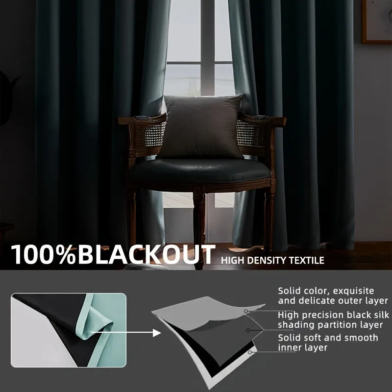 kkboxly 1pc Luxurious Solid Color Thermal Insulated Curtain Panel - Room Darkening, Light Reducing, Energy Saving for Study, Bedroom, Kitchen, Living Room Home Decor
