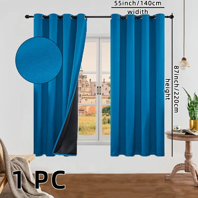 kkboxly 1pc Luxurious Solid Color Thermal Insulated Curtain Panel - Room Darkening, Light Reducing, Energy Saving for Study, Bedroom, Kitchen, Living Room Home Decor