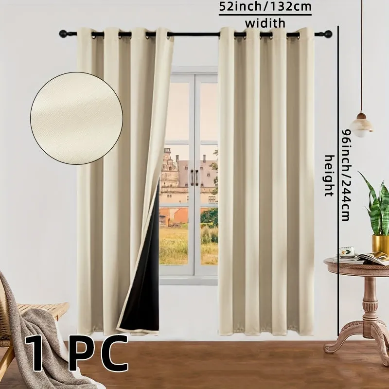 kkboxly 1pc Luxurious Solid Color Thermal Insulated Curtain Panel - Room Darkening, Light Reducing, Energy Saving for Study, Bedroom, Kitchen, Living Room Home Decor