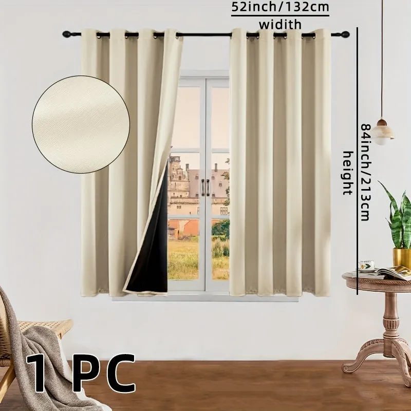 kkboxly 1pc Luxurious Solid Color Thermal Insulated Curtain Panel - Room Darkening, Light Reducing, Energy Saving for Study, Bedroom, Kitchen, Living Room Home Decor
