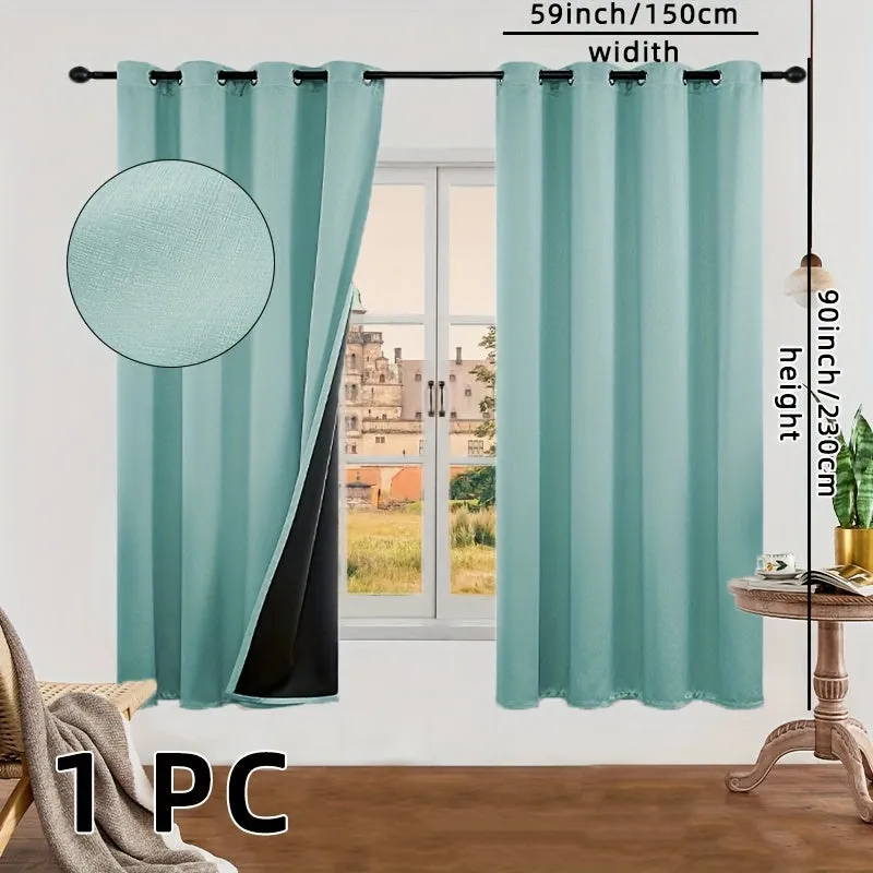 kkboxly 1pc Luxurious Solid Color Thermal Insulated Curtain Panel - Room Darkening, Light Reducing, Energy Saving for Study, Bedroom, Kitchen, Living Room Home Decor