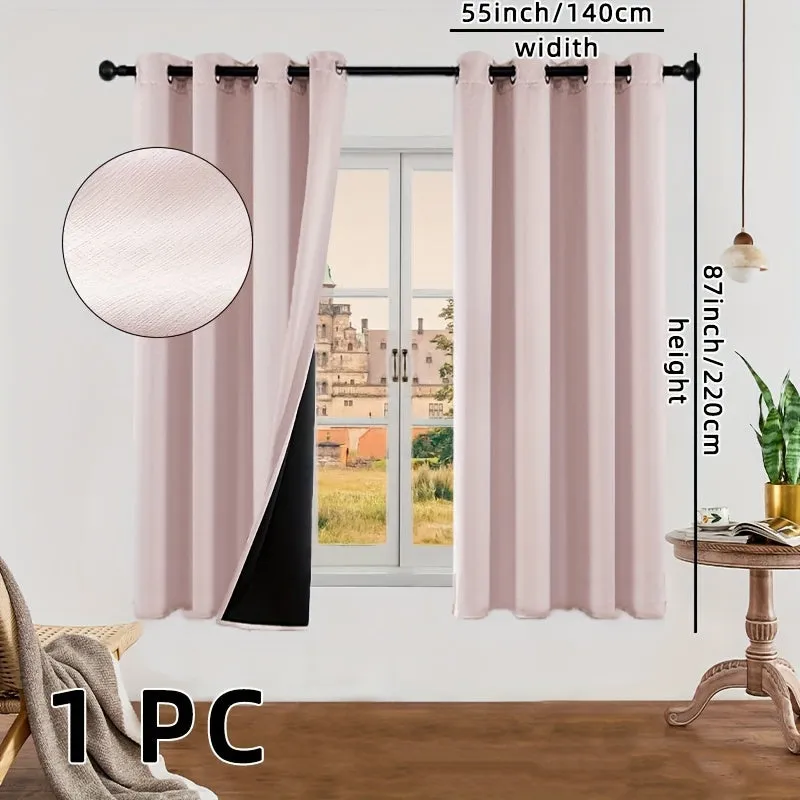 kkboxly 1pc Luxurious Solid Color Thermal Insulated Curtain Panel - Room Darkening, Light Reducing, Energy Saving for Study, Bedroom, Kitchen, Living Room Home Decor