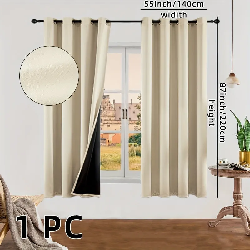 kkboxly 1pc Luxurious Solid Color Thermal Insulated Curtain Panel - Room Darkening, Light Reducing, Energy Saving for Study, Bedroom, Kitchen, Living Room Home Decor