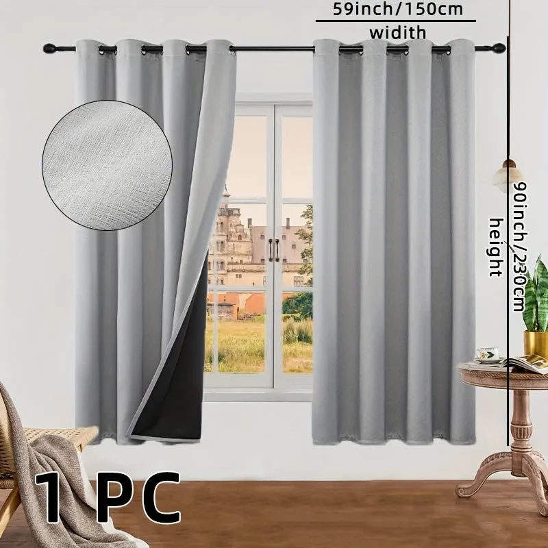 kkboxly 1pc Luxurious Solid Color Thermal Insulated Curtain Panel - Room Darkening, Light Reducing, Energy Saving for Study, Bedroom, Kitchen, Living Room Home Decor
