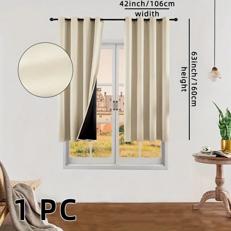 kkboxly 1pc Luxurious Solid Color Thermal Insulated Curtain Panel - Room Darkening, Light Reducing, Energy Saving for Study, Bedroom, Kitchen, Living Room Home Decor