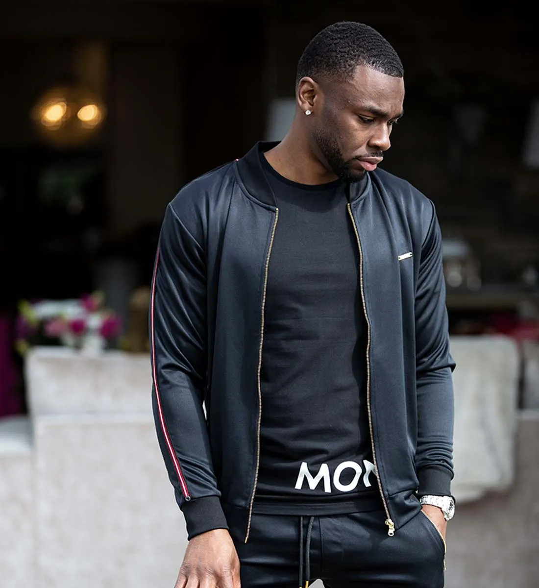Men's Designer Black Bogota Tracksuit Set