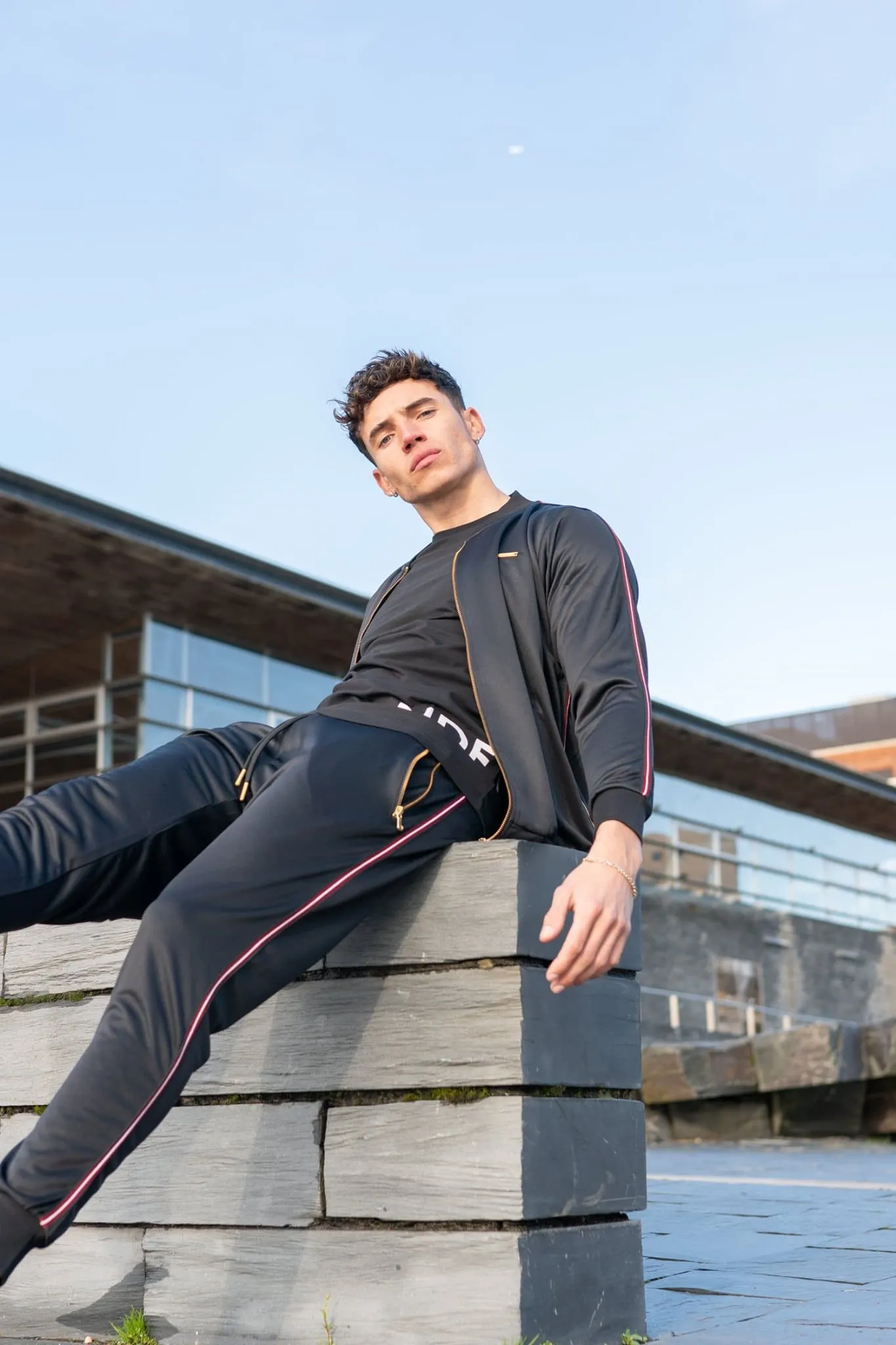 Men's Designer Black Bogota Tracksuit Set