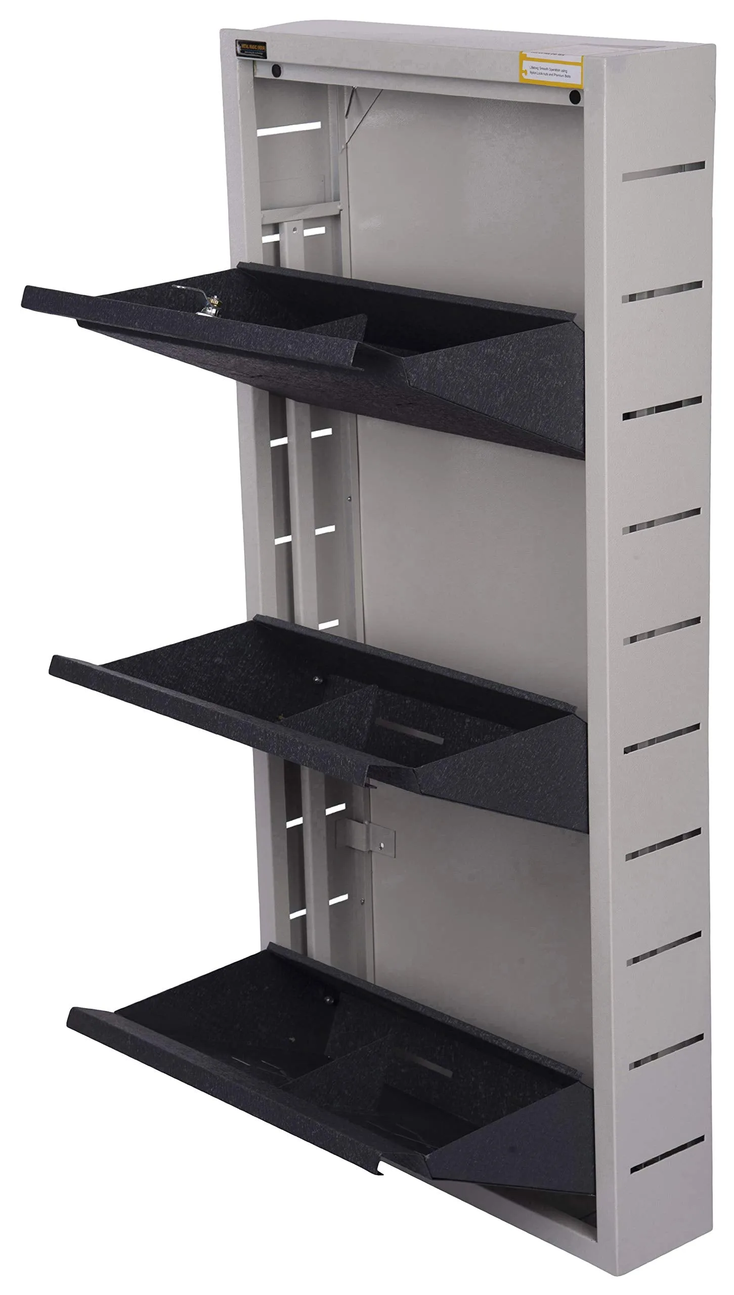 Metal Magic India Metal Shoe Rack 3 Shelves Shoe Stand S3 Grey Crocodile (Height 43" x Width 20" x Depth 5.5")