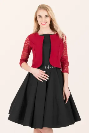 Open Lace Sleeve Bolero - Burgundy