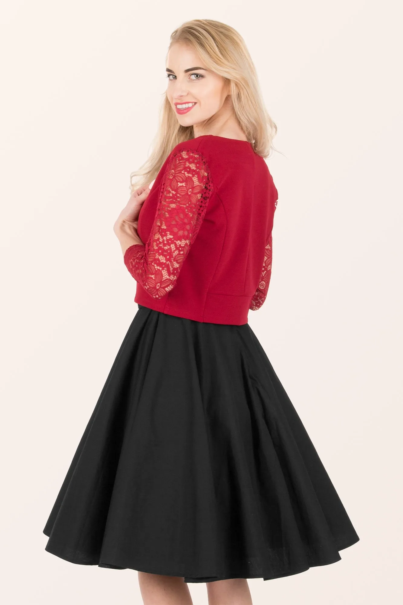 Open Lace Sleeve Bolero - Burgundy