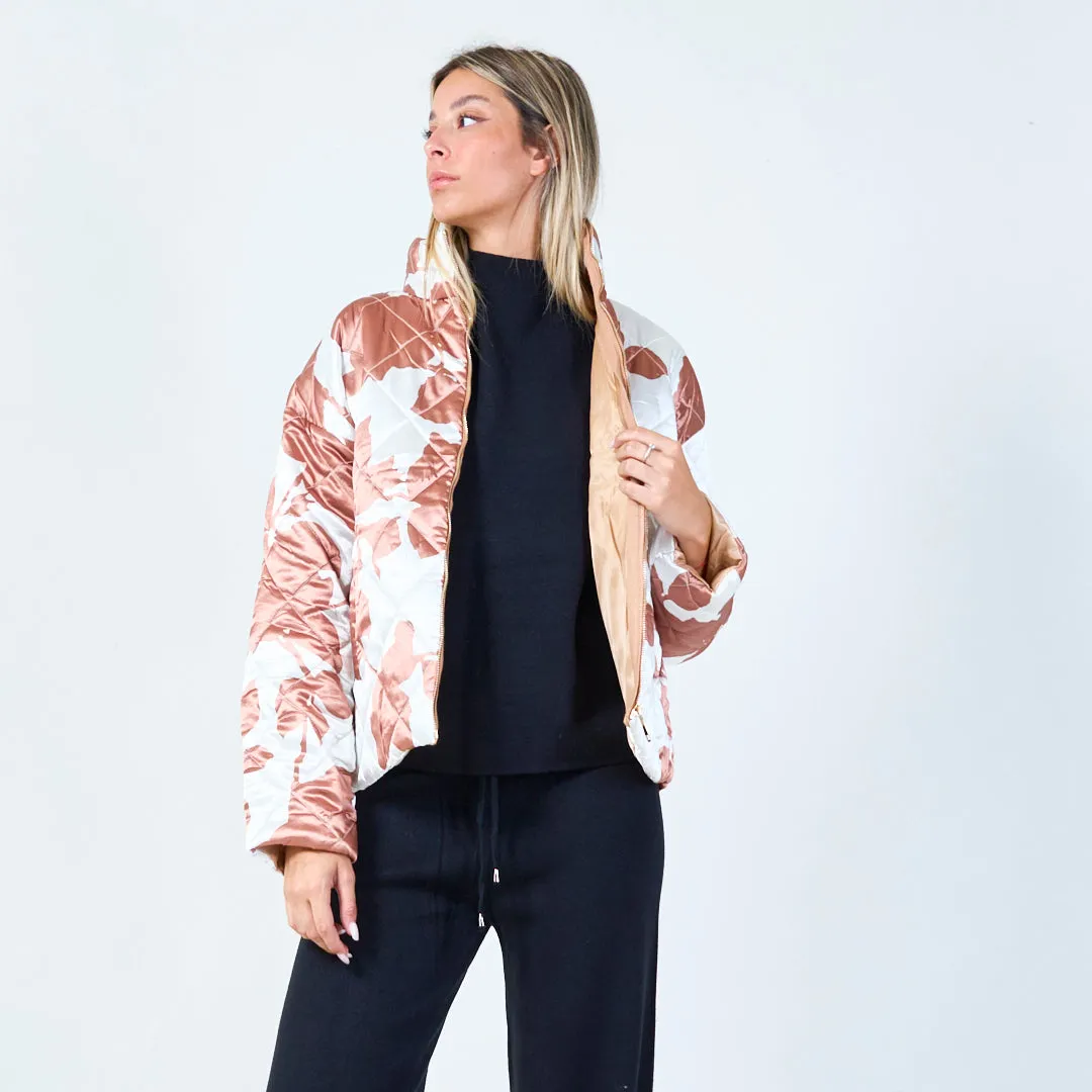 Quilted abstract print jacket wholesale