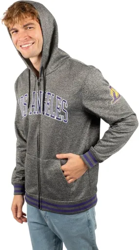 Ultra Game NBA Official Men’s MVP Super Soft Full Zip Hoodie Sweatshirt - Unisex, Los Angeles Lakers, Heather Charcoal|Los Angeles Lakers